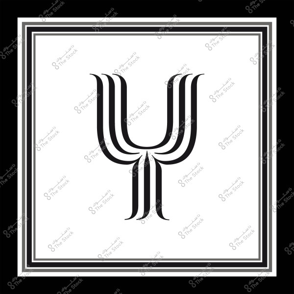 رمز الشعار باللون الأسود في إطار مربع بخطوط زخرفية.