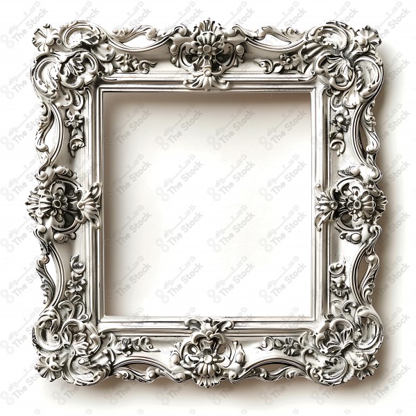 An elaborately decorated frame with baroque details on a white background. by AI