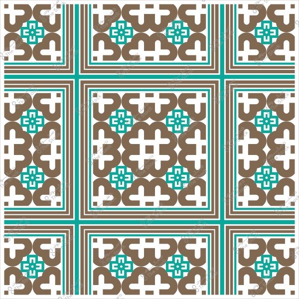 نمط فسيفساء هندسي تقليدي بألوان بنية وبيضاء وزرقاء.