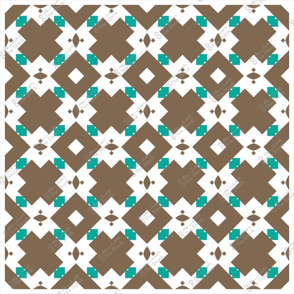 نمط زخرفي هندسي بألوان بنية وزرقاء, يحتوي على أشكال متقاطعة ومربعة تكرر بشكل متناسق.