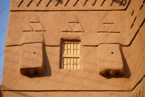 wooden window on mud house in Shaqra, Riyadh, Saudi Arabia