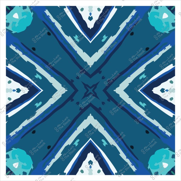 نمط هندسي بألوان زرقاء وخضراء مع تصميم متماثل ومتقاطع.