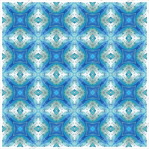 نمط زخرفي بألوان زرقاء وخضراء مع تصاميم هندسية متكررة.