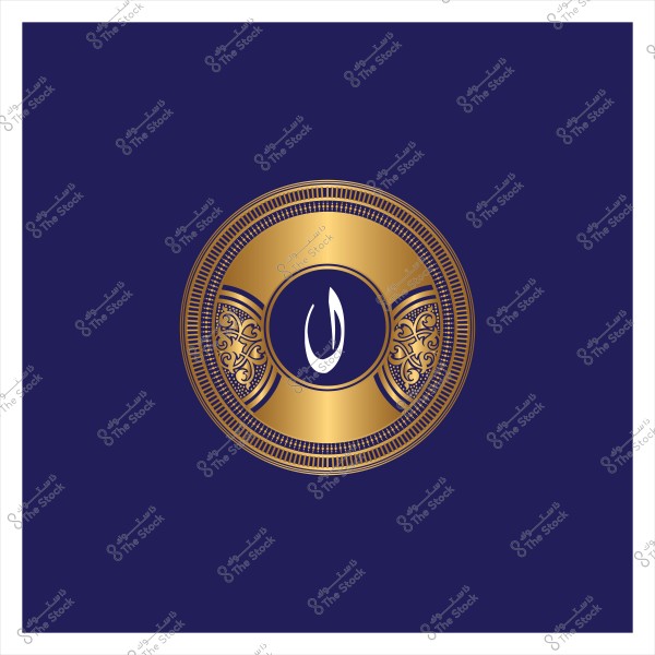 تصميم حروف عربية باللون الذهبي مع خلفية زرقاء