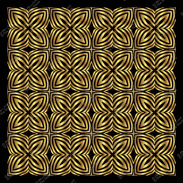 نمط زخرفي متماثل بلون ذهبي وأسود, يشبه الأزهار أو الفراشات, مكرر على الخلفية.