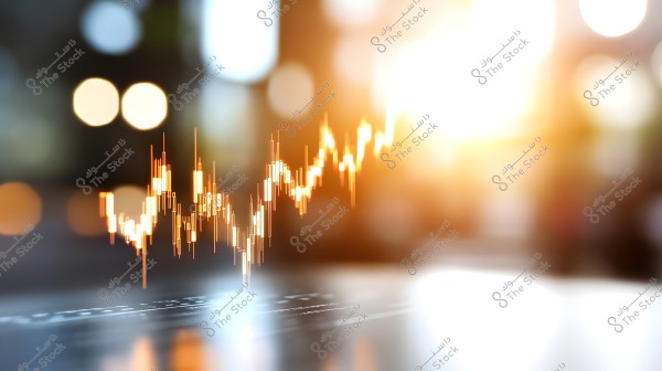 An image featuring a bright, glowing graph on a blurred background with faint circular lights. The indicators in the graph appear to symbolize movements in financial markets, such as stocks or currencies. The bright light on the right side of the image adds a dynamic and lively touch to the scene.