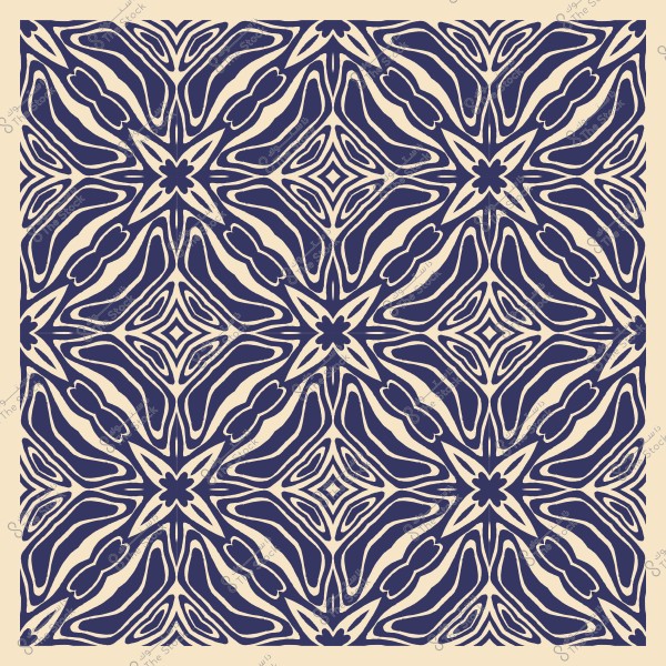 نمط زخرفي هندسي بالأزرق الداكن والخلفية بلون بيج فاتح.