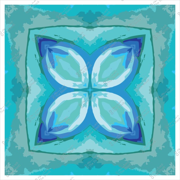 نمط هندسي بألوان زرقاء وخضراء يشبه الأزهار في تكرار متناظر.