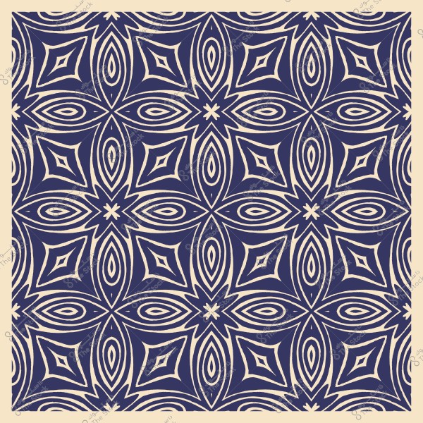 Decorative pattern with geometric shapes in blue and cream.