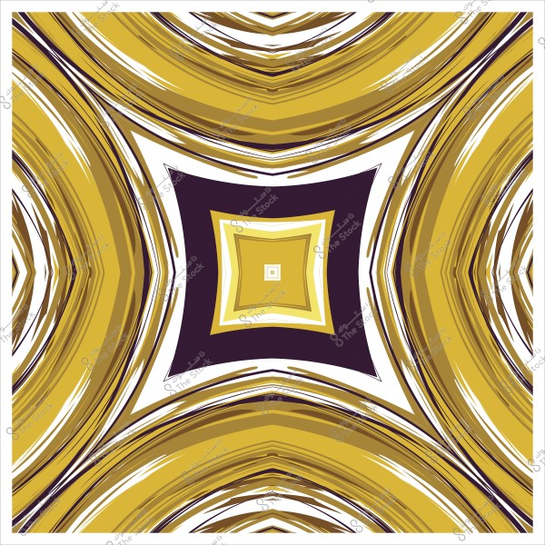 تصميم هندسي متماثل بألوان الذهب والأبيض والبني بتدرجات متداخلة تشبه الموجات.