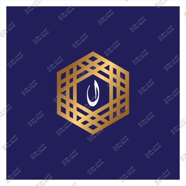 شعار ذهبي سداسي الشكل يتوسطه حرف نون على خلفية زرقاء داكنة.