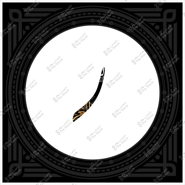 The Arabic letter "ن" within a frame with Islamic patterns and golden details.