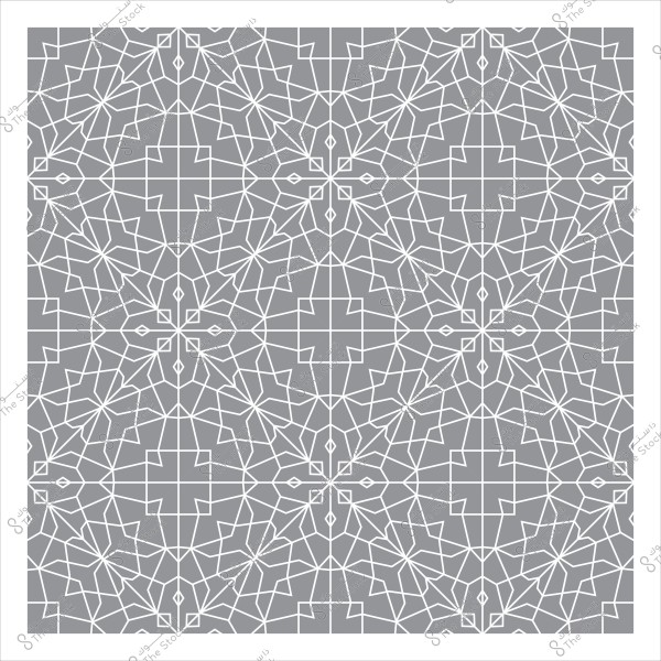 Islamic geometric pattern in white on a grey background.
