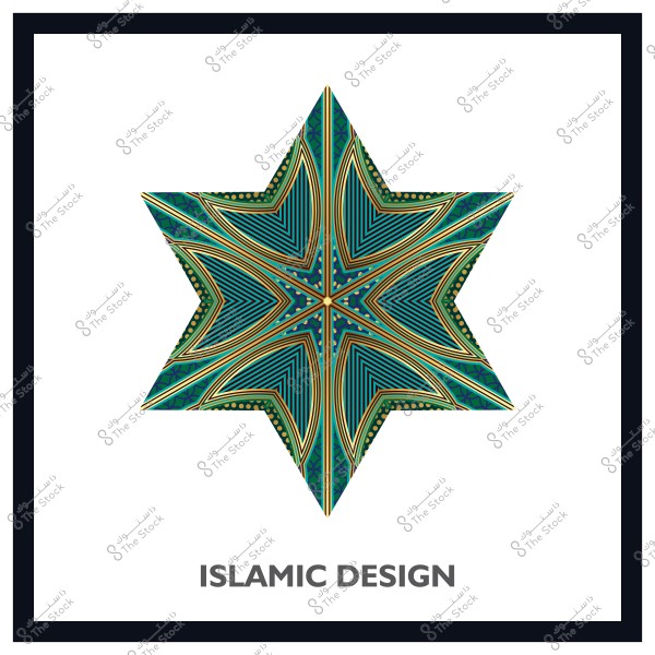 تصميم هندسي إسلامي ملون بشكل نجمة ثمانية الرؤوس.