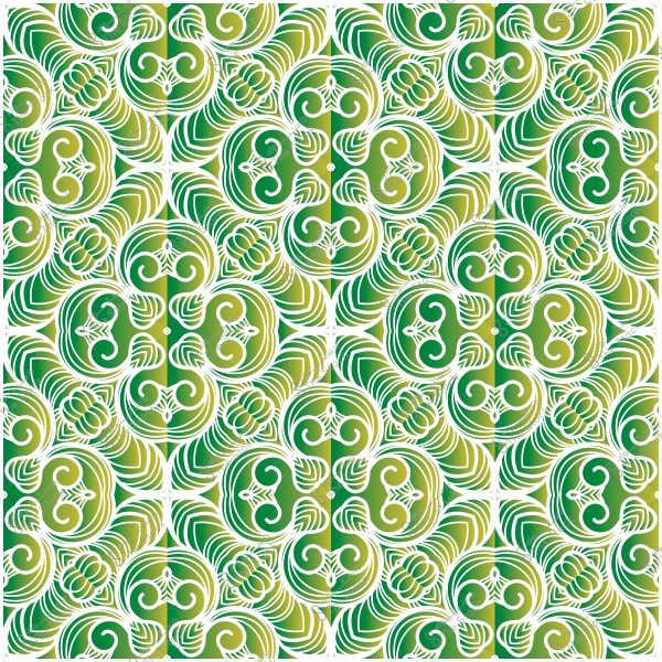 Decorative pattern inspired by Islamic art in green and gold colors.