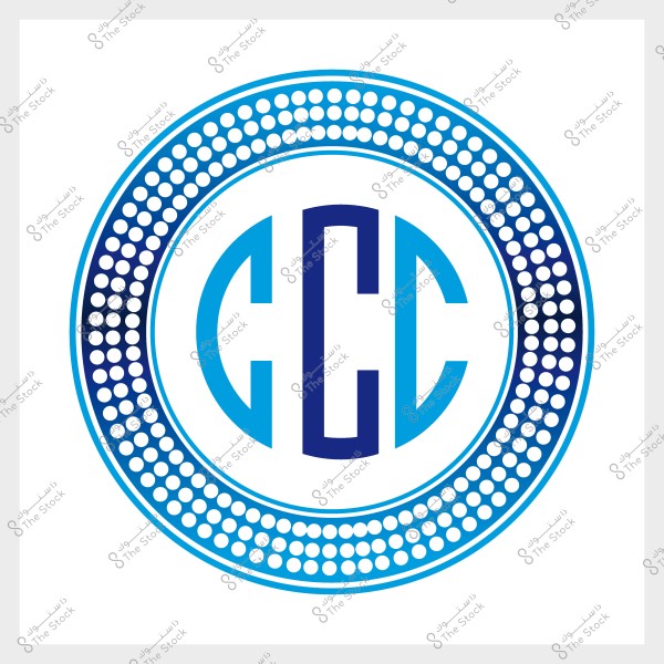 شعار دائري يتضمن الحروف \"CCC\" محاط بنمط نقاط زرقاء.