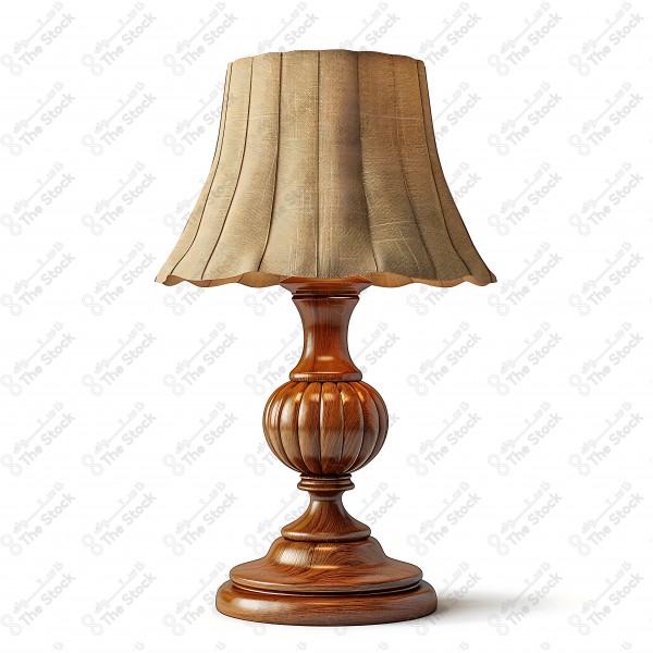 Wooden table lamp with classic design and beige lampshade by AI