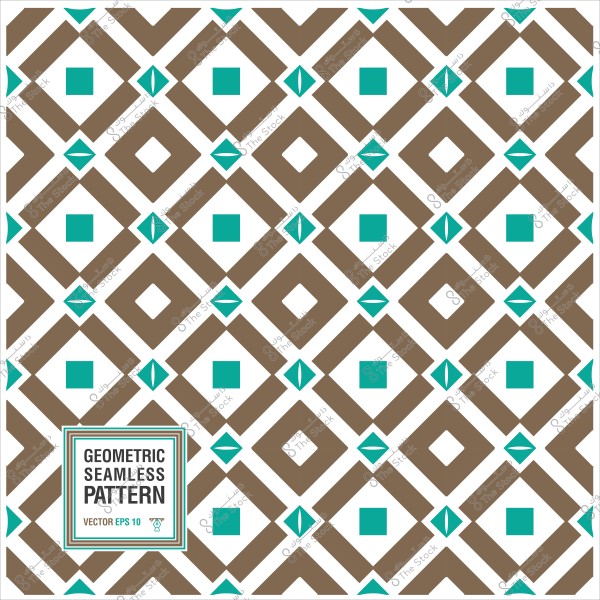 نمط هندسي متكرر بتصميم ماسي باللونين البني والأزرق الفيروزي.