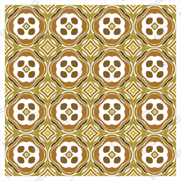 تصميم نمط هندسي بزخارف دائرية بنية وذهبية متكررة.