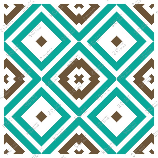 نمط هندسي بأشكال متداخلة من المربعات والمعينات باللونين الأزرق والبني.