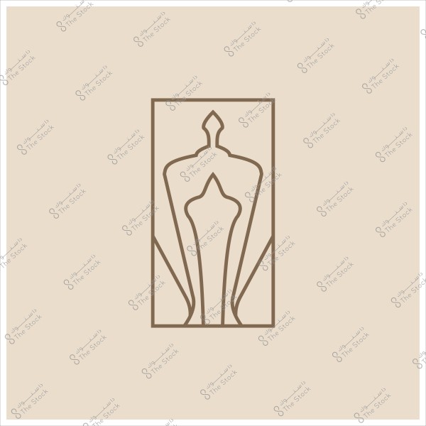 صورة تصميم فني لشكل تجريدي بني داكن على خلفية بيج فاتحة.