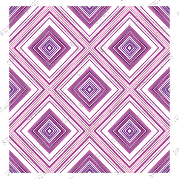 نمط هندسي يتكون من مربعات متداخلة بألوان بنفسجية وزهرية على خلفية بيضاء.