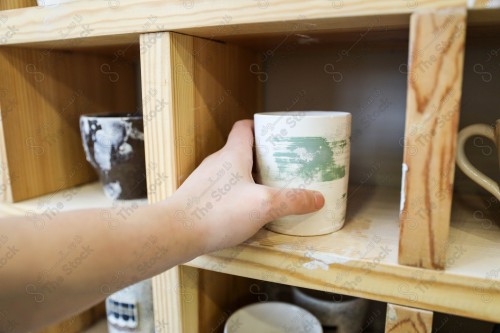 A group of pottery made by hand in the pottery workshop, pottery making