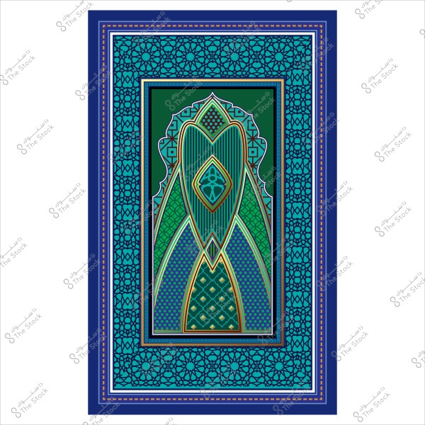 تصميم فسيفساء إسلامي معقد بألوان زرقاء وخضراء.