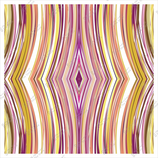 Image of an abstract pattern with gradient colors of purple, gold, and pink. The design features wavy lines creating diamond shapes in the center.