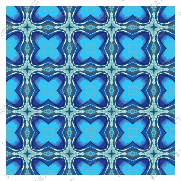 نمط هندسي بألوان زرقاء وخضراء يشكل تصميمًا متكررًا يشبه الأزهار.