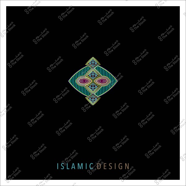 Islamic design with colorful geometric details on a black background.