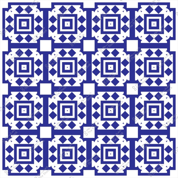 نمط تقليدي يتكون من مربعات زرقاء وبيضاء بتصميم هندسي متكرر.