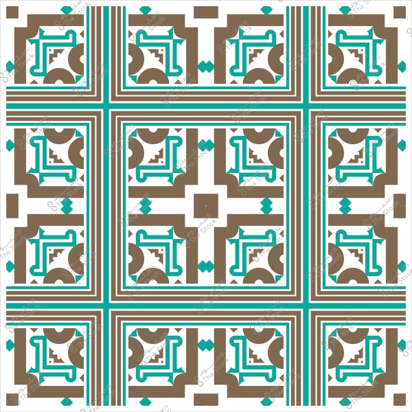 Geometric decorative pattern with interlocking brown and blue lines on a white background