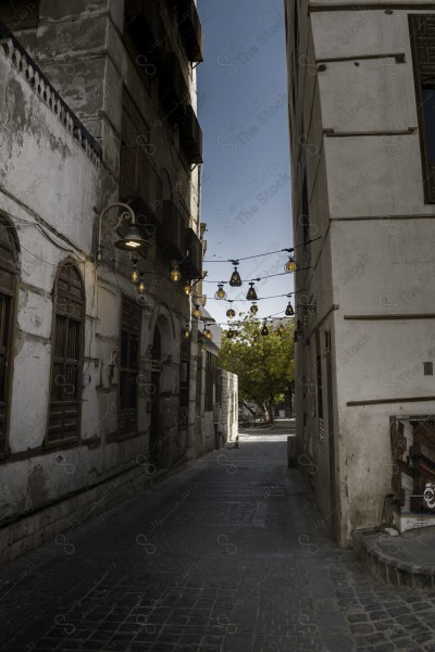 A snapshot of the ancient buildings in the historic country in Jeddah, Saudi Arabia, the streets of the historic country in Jeddah, historical monuments in Jeddah, tourism in Saudi Arabia.