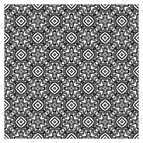 نمط هندسي معقد بتكرار أشكال نجمية ومربعات متداخلة بالأبيض والأسود.