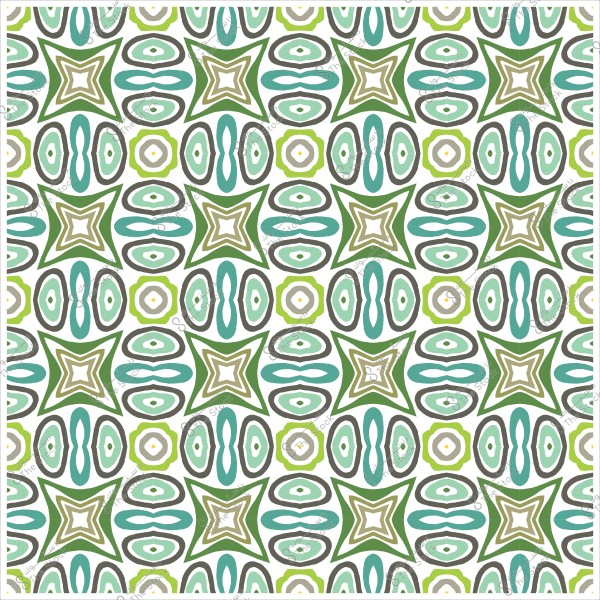 نمط زخرفي متكرر بألوان خضراء وزيتية بتصميم هندسي على خلفية بيضاء.