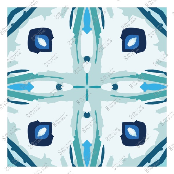 تصميم هندسي متناظر بألوان زرقاء وخضراء بتدرجات فاتحة.