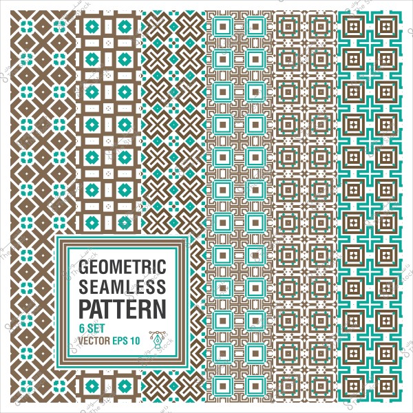 مجموعة من الأنماط الهندسية المتكررة بالألوان البني والتركواز.