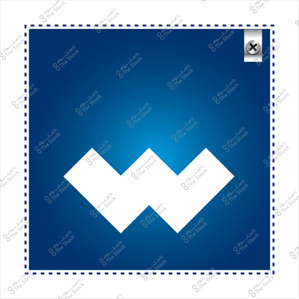 White "W" shaped symbol on a blue background.