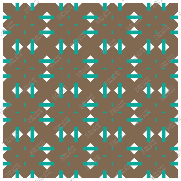 نمط هندسي مكون من مربعات بنية وأشكال بيضاء وزرقاء في تصميم متكرر.