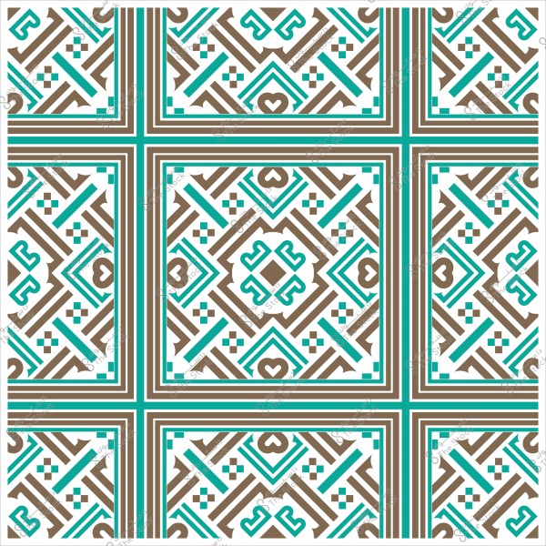 نمط زخرفي هندسي باللونين البني والأزرق الفيروزي بتصميم متقاطع.