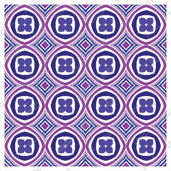 نمط هندسي مكون من دوائر بنفسجية وزرقاء مع تصميم يعتمد على الأشكال الزهرية.