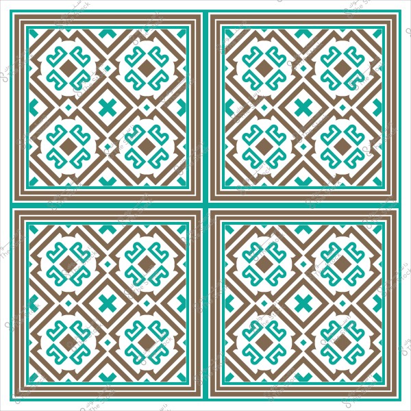 نمط هندسي ملون باللونين البني والأخضر في مربعات متكررة.