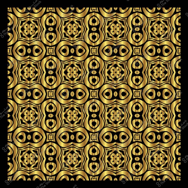 نمط هندسي ذهبي وبني يتكون من أشكال دائرية وأشكال ثمانية الأضلاع, مكررة بشكل متناظر عبر التصميم.