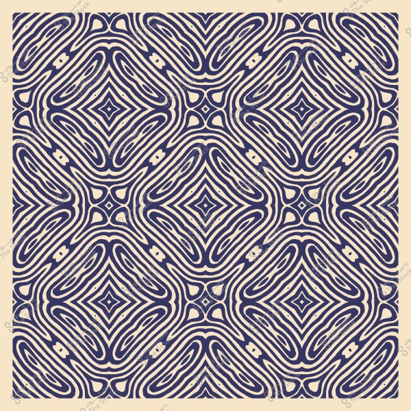 نقش زخرفي متماثل بألوان الأزرق والبيج يشكل نمطاً هندسياً متكررًا.