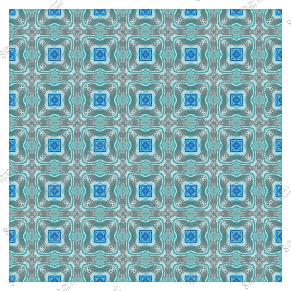 نموذج متكرر ذو نمط هندسي باللونين الأزرق والرمادي مع تصميمات متناظرة.