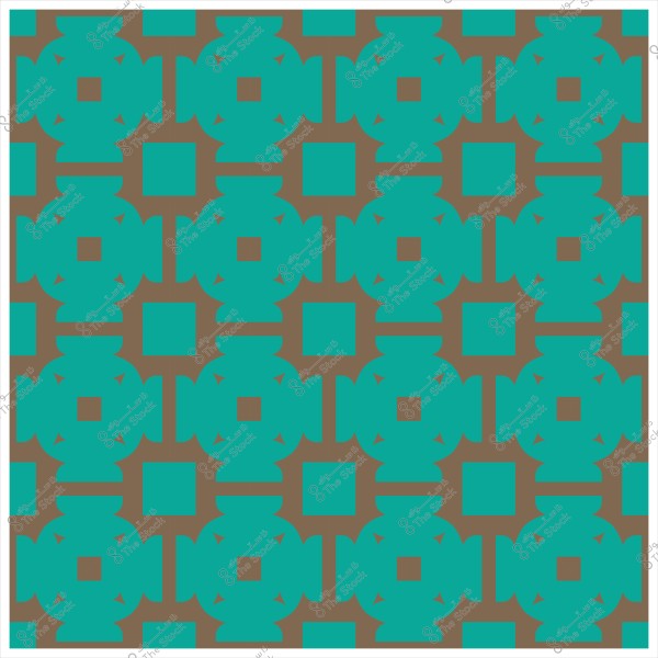 نمط هندسي مكوّن من أشكال متكررة باللونين الفيروزي والبني في تصميم متماثل.