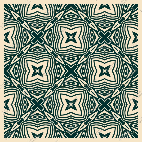 نمط هندسي متماثل بألوان خضراء وكريمية بتصميم زخرفي.