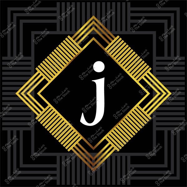 The letter "J" in white within a geometric square design featuring black and gold colors.