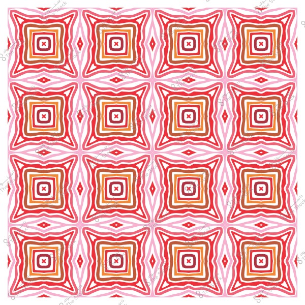 نمط متكرر بأشكال مربعات متداخلة بألوان الأحمر والبرتقالي والوردي.